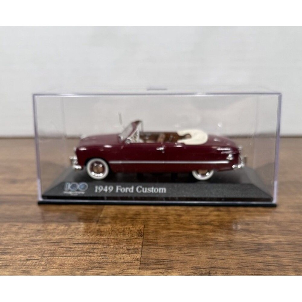 1949 Ford Custom Convertible Car Diecast Burgundy/White w/ Case
